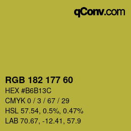Color code: RGB 182 177 60 | qconv.com