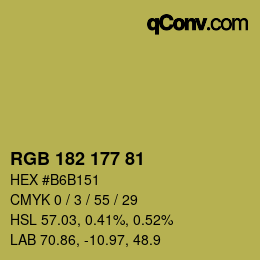 Color code: RGB 182 177 81 | qconv.com