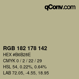 カラーコード: RGB 182 178 142 | qconv.com