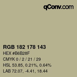 カラーコード: RGB 182 178 143 | qconv.com