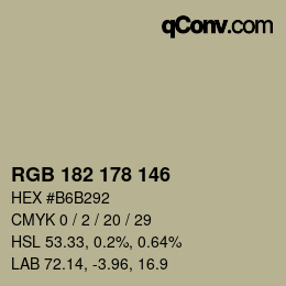 Color code: RGB 182 178 146 | qconv.com