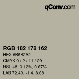 Color code: RGB 182 178 162 | qconv.com