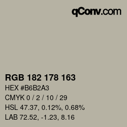 Color code: RGB 182 178 163 | qconv.com