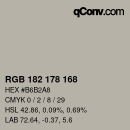 Color code: RGB 182 178 168 | qconv.com