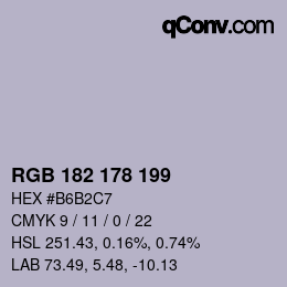 Color code: RGB 182 178 199 | qconv.com