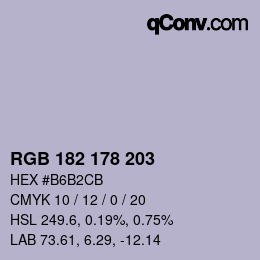 Color code: RGB 182 178 203 | qconv.com