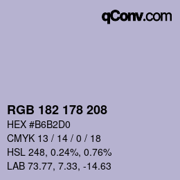 Color code: RGB 182 178 208 | qconv.com