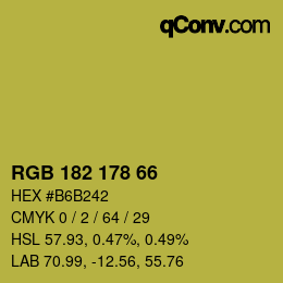 Color code: RGB 182 178 66 | qconv.com