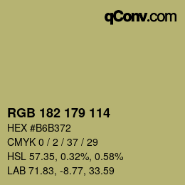 Color code: RGB 182 179 114 | qconv.com