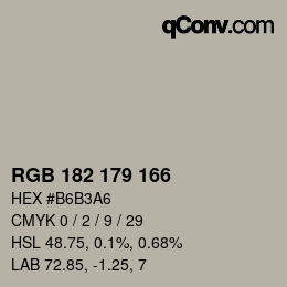 颜色代码: RGB 182 179 166 | qconv.com