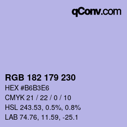 Farbcode: RGB 182 179 230 | qconv.com