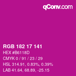 Color code: RGB 182 17 141 | qconv.com