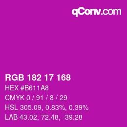 Color code: RGB 182 17 168 | qconv.com
