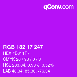 Color code: RGB 182 17 247 | qconv.com