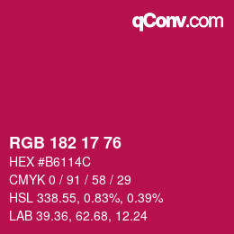 Color code: RGB 182 17 76 | qconv.com