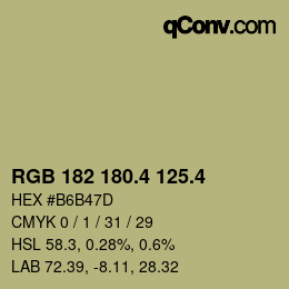 カラーコード: RGB 182 180.4 125.4 | qconv.com