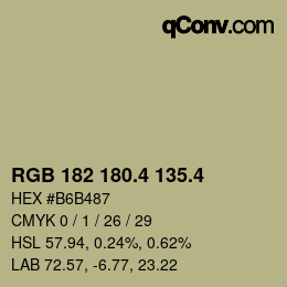 カラーコード: RGB 182 180.4 135.4 | qconv.com