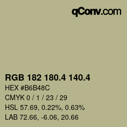 カラーコード: RGB 182 180.4 140.4 | qconv.com