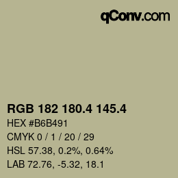 カラーコード: RGB 182 180.4 145.4 | qconv.com