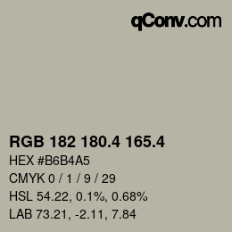 カラーコード: RGB 182 180.4 165.4 | qconv.com