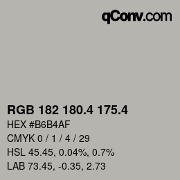 カラーコード: RGB 182 180.4 175.4 | qconv.com