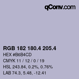 カラーコード: RGB 182 180.4 205.4 | qconv.com