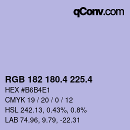 カラーコード: RGB 182 180.4 225.4 | qconv.com