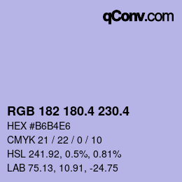 カラーコード: RGB 182 180.4 230.4 | qconv.com