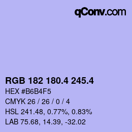 カラーコード: RGB 182 180.4 245.4 | qconv.com