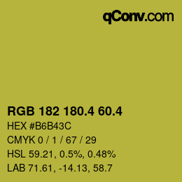 カラーコード: RGB 182 180.4 60.4 | qconv.com