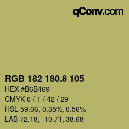 Color code: RGB 182 180.8 105 | qconv.com