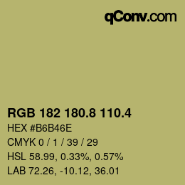 カラーコード: RGB 182 180.8 110.4 | qconv.com