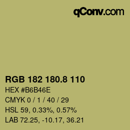 Color code: RGB 182 180.8 110 | qconv.com