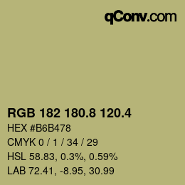 カラーコード: RGB 182 180.8 120.4 | qconv.com