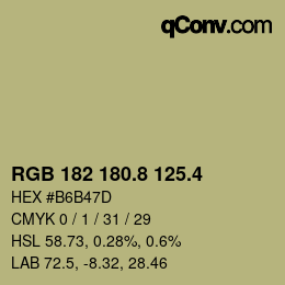 カラーコード: RGB 182 180.8 125.4 | qconv.com