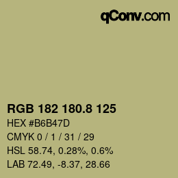 Color code: RGB 182 180.8 125 | qconv.com