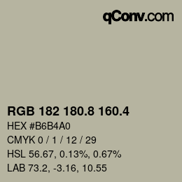 カラーコード: RGB 182 180.8 160.4 | qconv.com