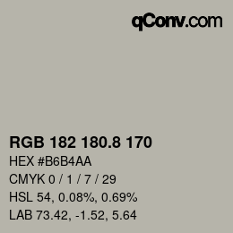 カラーコード: RGB 182 180.8 170 | qconv.com