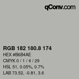 Color code: RGB 182 180.8 174 | qconv.com
