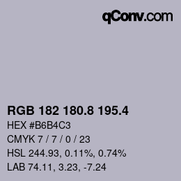 カラーコード: RGB 182 180.8 195.4 | qconv.com