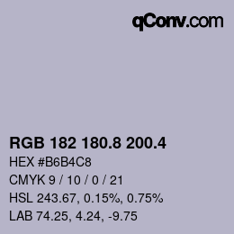 カラーコード: RGB 182 180.8 200.4 | qconv.com