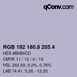 カラーコード: RGB 182 180.8 205.4 | qconv.com