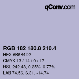 カラーコード: RGB 182 180.8 210.4 | qconv.com