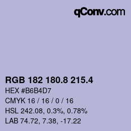 カラーコード: RGB 182 180.8 215.4 | qconv.com