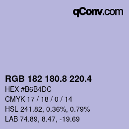 カラーコード: RGB 182 180.8 220.4 | qconv.com