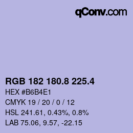 カラーコード: RGB 182 180.8 225.4 | qconv.com