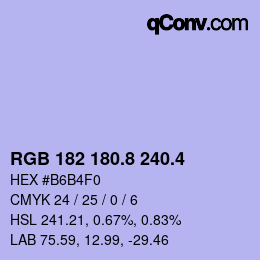 カラーコード: RGB 182 180.8 240.4 | qconv.com