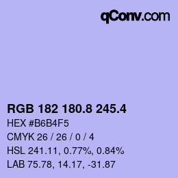 カラーコード: RGB 182 180.8 245.4 | qconv.com