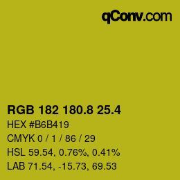 カラーコード: RGB 182 180.8 25.4 | qconv.com