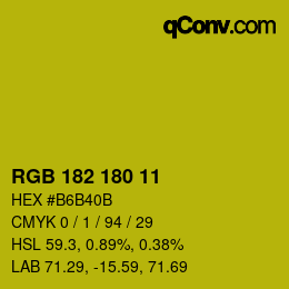 Color code: RGB 182 180 11 | qconv.com